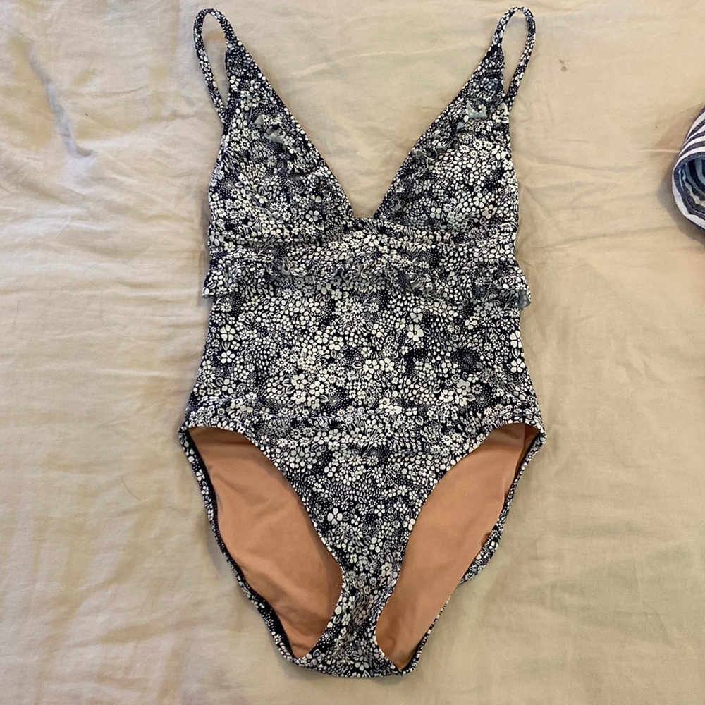 J Crew Black and White Floral One Piece LIKE NEW